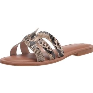 New The Drop Women's Monika Flat H-Band Slide Sandal size 8 snake print NEW